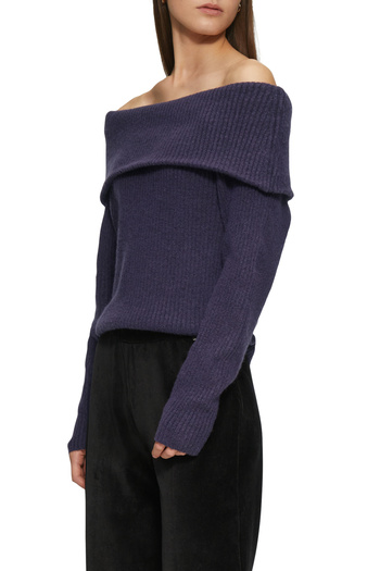 QS by s.Oliver Rib Knit Sweater with a Large Turn-Down Collar