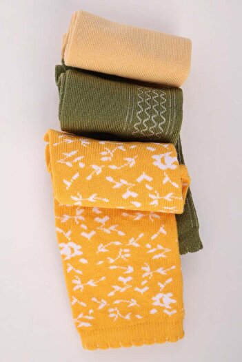 ALLDAY Mustard-Khaki-Cantaloupe 3-Piece Socks Set