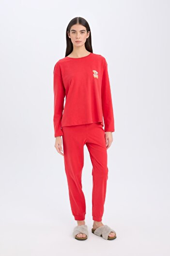 DeFacto New Year's Themed Stretchy Long Sleeve Pajamas Set - D2290Ax24Wn