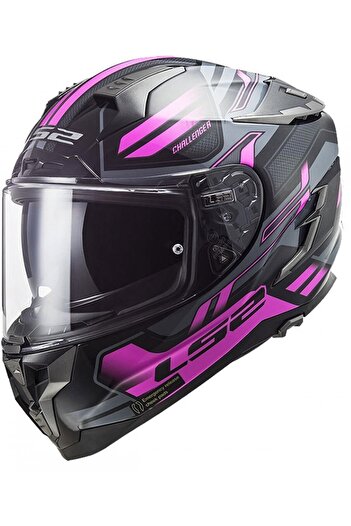 LS2 CHALLENGER SPIN KAPALI KASK SİYAH-TITANIUM-PEMBE