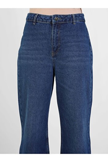 Refka Paçası Püskül Detaylı Denim Pantolon - Orta Mavi - Refka