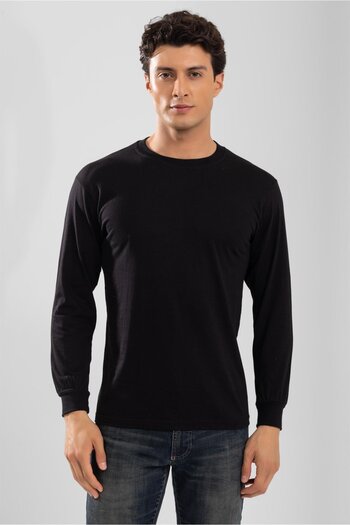 BAYKAR Men's Crew Neck Long Sleeve Undershirt T-Shirt Black