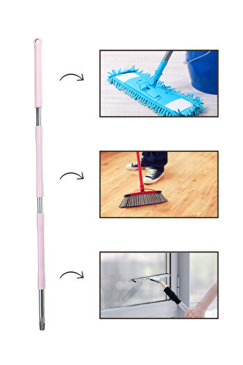 Flora Tüm Vidalı Fırça Ve Temizlik Gereçleriyle Uyumlu Mop Sapı, 3 Parçalı, Ayrılabilir, Çok Amaçlı
