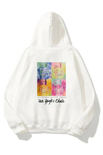 The Champ Clothing Φούτερ με κουκούλα Fleece Van Gogh's Chair με στάμπα λευκό Unisex φούτερ με κουκούλα