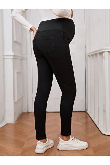 SHEVEGA Women's Black Maternity Stretchy Tummy Banded Tight Leg Jeans Pants