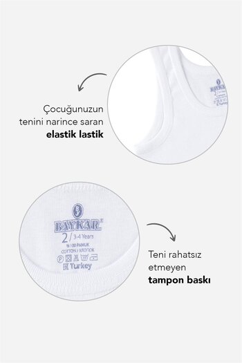 BAYKAR Ανδρικό εσώρουχο από οργανικό βαμβάκι με οβάλ λαιμόκοψη 3 Συσκευασία Λευκό