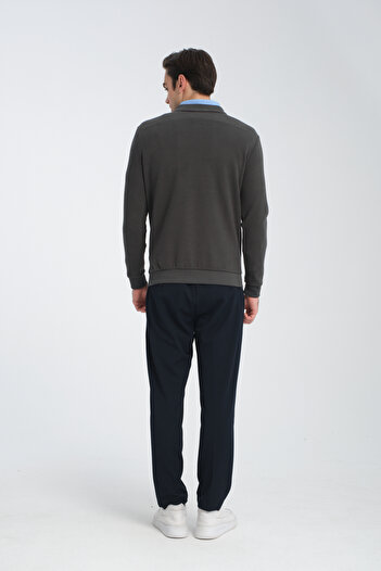 Frappoli Ανδρικό φούτερ με κανονική εφαρμογή Polo Collar Basic