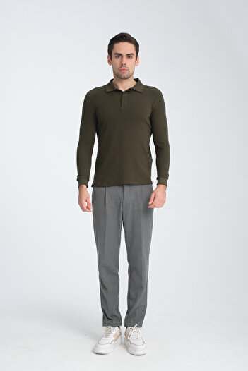 Frappoli Men's Polo Neck Sweatshirt - Regular Fit, Drop Knitted