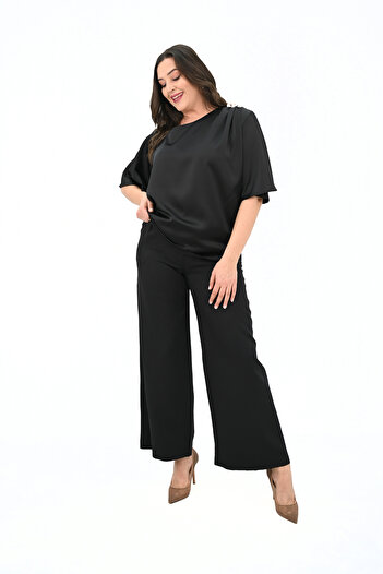 Koza Butik Women's Plus Size Metal Button Detail Blouse 1862-25