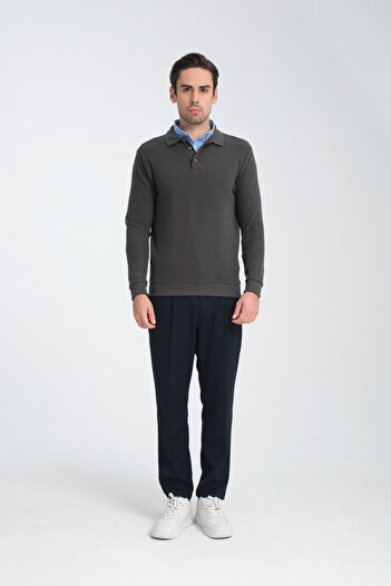 Frappoli Men's Winter Regular Fit Polo Neck Basic Sweatshirt