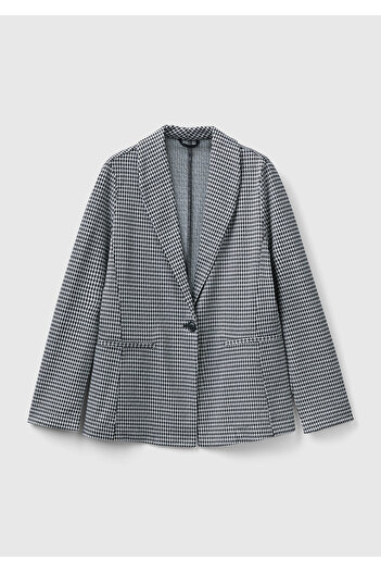 United Colors of Benetton Black-white Houndstooth Patterned Women's Jacket