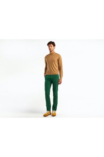 United Colors of Benetton Men's Dark Green Slim Fit Chino Trousers