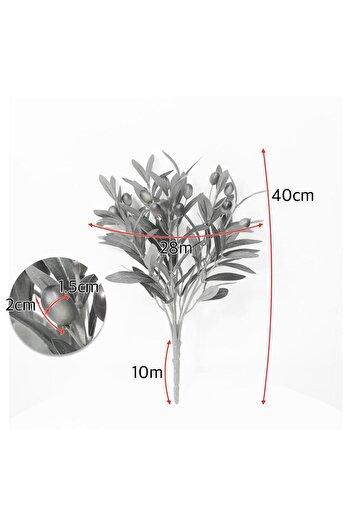 Nettenevime Yapay Zeytin Pastel Yeşil 40cm 5 Dallı 10 Meyveli Demet Yapay Çiçek Artificial Olive