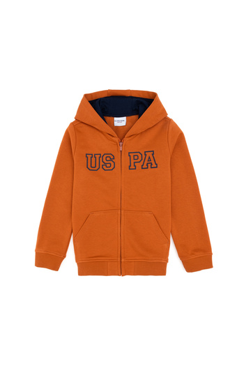 U.S. Polo Assn. Boy's Zippered Hooded Basic Cinnamon Sweatshirt 50293472-Vr191