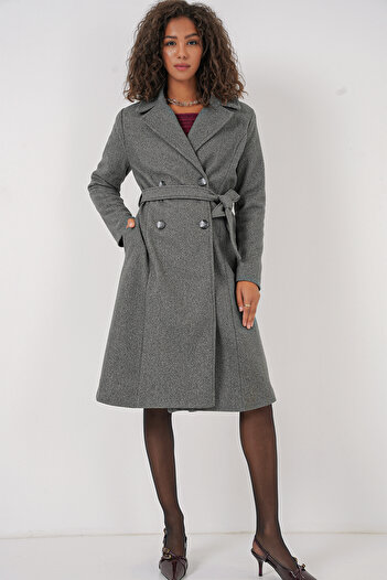 Bigdart 9095 Double Breasted Lapel Cashew Coat - Anthracite