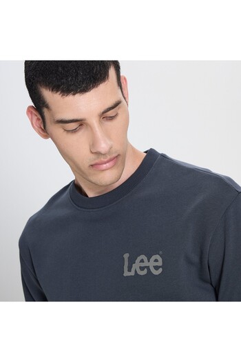 Lee Φούτερ Regular Fit Regular Cut Crew Neck 100% βαμβακερό φλις εσωτερικά ανθρακί φούτερ