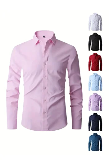 NO4 Slim Fit Cut Satin Suit Dress Shirt