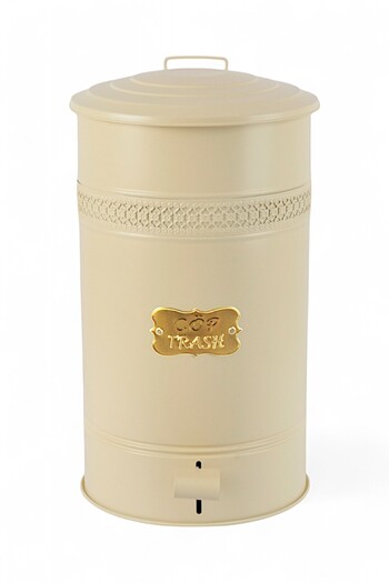 Milenay Metal 30Lt Vintage Design Pedal Fireproof Trash Can with Inner Bag Use, 29X39X52Cm