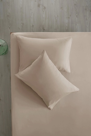 İssimo Home Simply Orchid Beige Cotton Satin Fitted Set 200*200/50*70