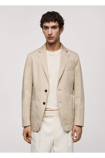 MANGO Man Slim Cut Cotton Blazer Jacket