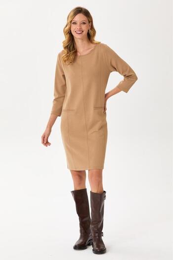 İKİLER Rochie de buzunar ornamentală cu gât rotund 245-2503