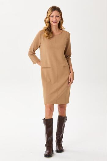 İKİLER Rochie de buzunar ornamentală cu gât rotund 245-2503