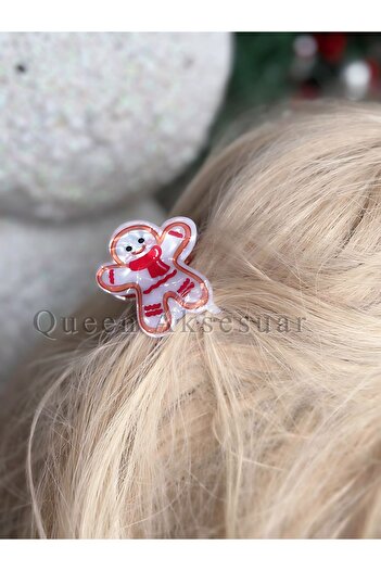 QUEEN AKSESUAR Imported Luxury Bone Pearlescent Shiny Christmas Christmas Cookie Man Clothespin Buckle Female Child
