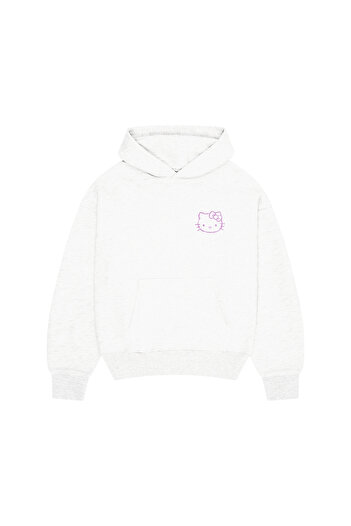 Gofeel Y2K Ecru Kitty Rhinestone Taş Hoodie Sweatshirt