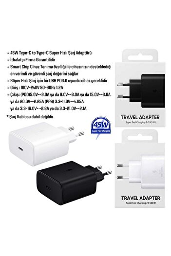 HANPORIUM Samsung Galaxy A34 5G Uyumlu 45W Type-C Super Hızlı Şarj Cihazı Adaptör - İthalatçı Garantili