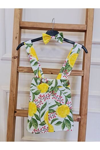 KÜÇÜĞÜM BUTİK Lemon Patterned Salopette and Bow Tie (Salopet-Papion)