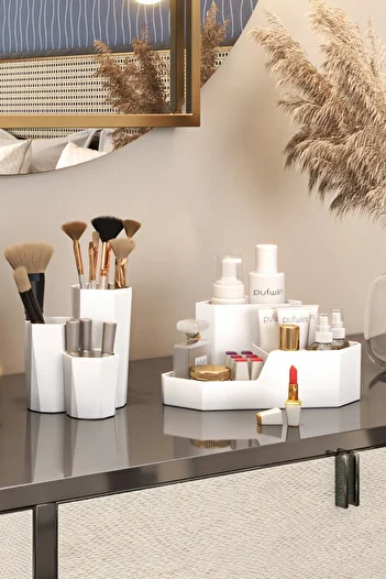 Pufwin Home 2Pcs Makeup Jewelry Makeup Brush Cosmetic Serum Cream Lotion Box Organizer Organizer Set