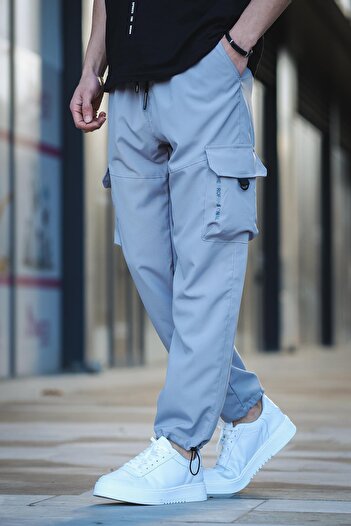 Oksit Tiziano Kort Parachute Straight Drawstring Men's Tracksuit Bottom with Cargo Pocket