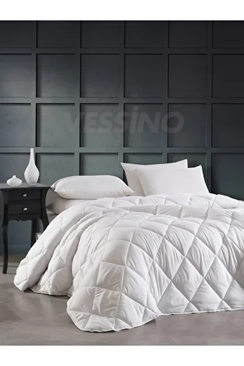 VESSİNOHOME Double Quilt Silicone Filling Fiber Microfiber Surface White Thermal 195x215 Diamant Series
