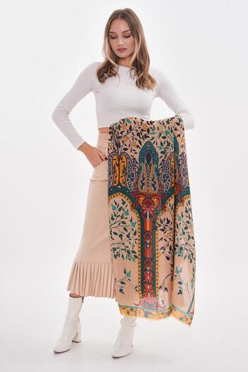 MARBERRY Authentic Patterned Ecru Women's Shawl