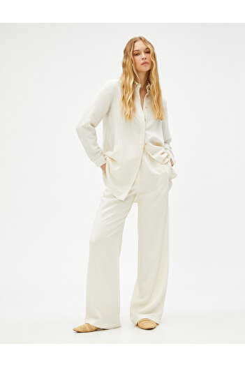 Koton Straight Leg Trousers with Pockets Linen Blend