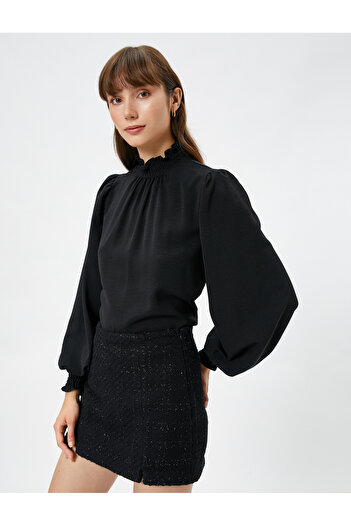 Koton Balloon Sleeve High Collar Blouse