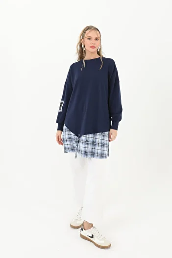 Puane Women's Crew Neck Skirt End Piece Transition Asymmetrical Cut Tunic 1057200