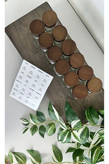 Home 12-Piece Acacia Spice Rack Set with Lid (16 Labels)