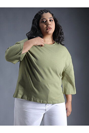 High Star By Styli Plus Size Solid Cotton Boxy Fit T-Shirt