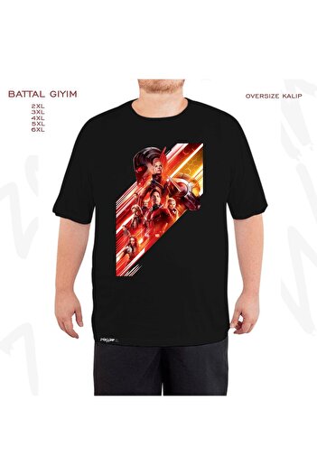 ZOKAWEAR Oversize Ant Man Printed Battal (Bol) Mold Μαύρο T-Shirt