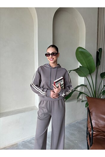 Laluvia Smoked Double Piping Bottom Top Tracksuit Set - 909019