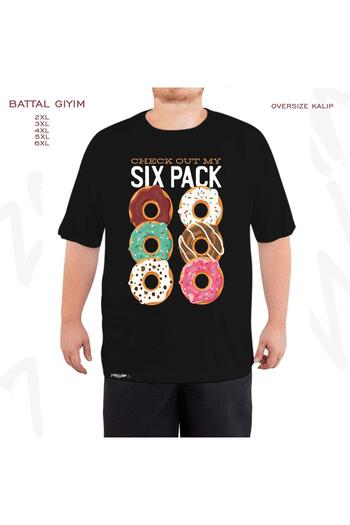 ZOKAWEAR Oversize Six Pack Εικονογράφηση Σχέδιο με τυπωμένο μαύρο μπλουζάκι Battal (Bol) Mold
