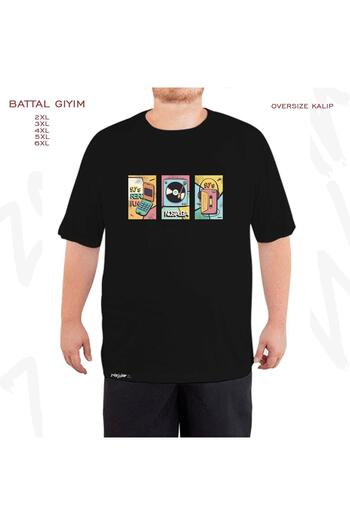 ZOKAWEAR Υπερμεγέθη ρετρό vintage εμπριμέ μαύρο μπλουζάκι της δεκαετίας του '90
