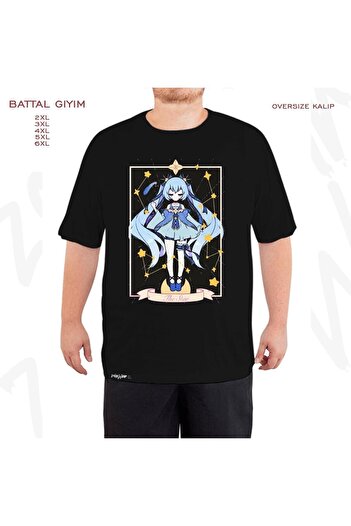 ZOKAWEAR Μαύρο μπλουζάκι μεγάλου μεγέθους Hatsune Miku Fanart με στάμπα μεγάλου μεγέθους