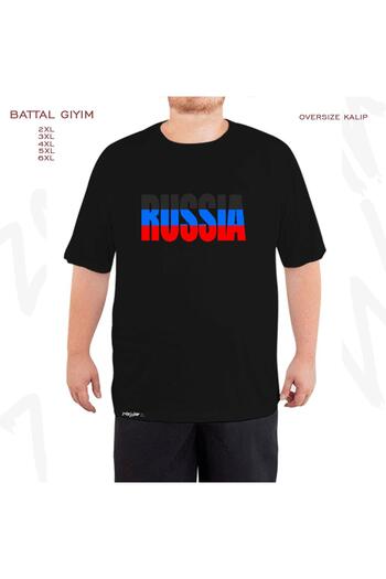 ZOKAWEAR Oversize Russia 2 Printed Battal (Bol) Μαύρο T-Shirt