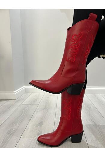 POTEEN Ptn Karlas Butterfly Western Women's Cowboy Boots -Red