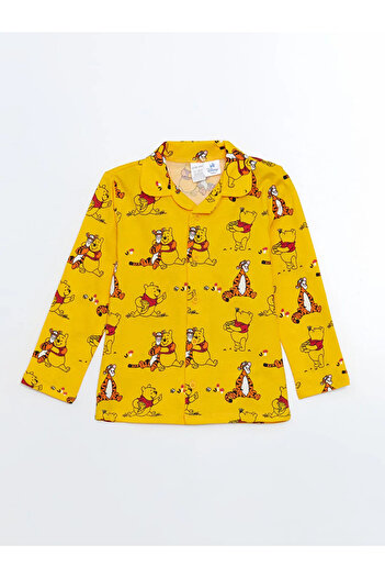 LC Waikiki LCW Kids Sarı Polo Yaka Winnie the Pooh Baskılı Erkek Çocuk Pijama Takımı