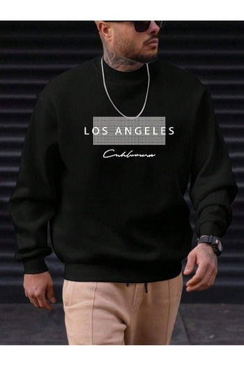 Revasser Unisex Women'S/Men's Detailed Los Angeles Custom Printed Color Oversize Crew Neck Cotton Sweatshirt