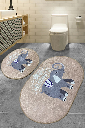 Chilai Home Beşer Lepanti Beige 2-Piece Bathroom Rug Djtbanyo Set