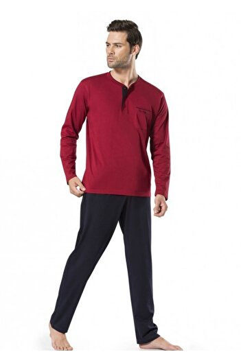 Pierre Cardin Men's Wide Mould 5 Pieces Boxed Claret Red Pjamas Clothing Set